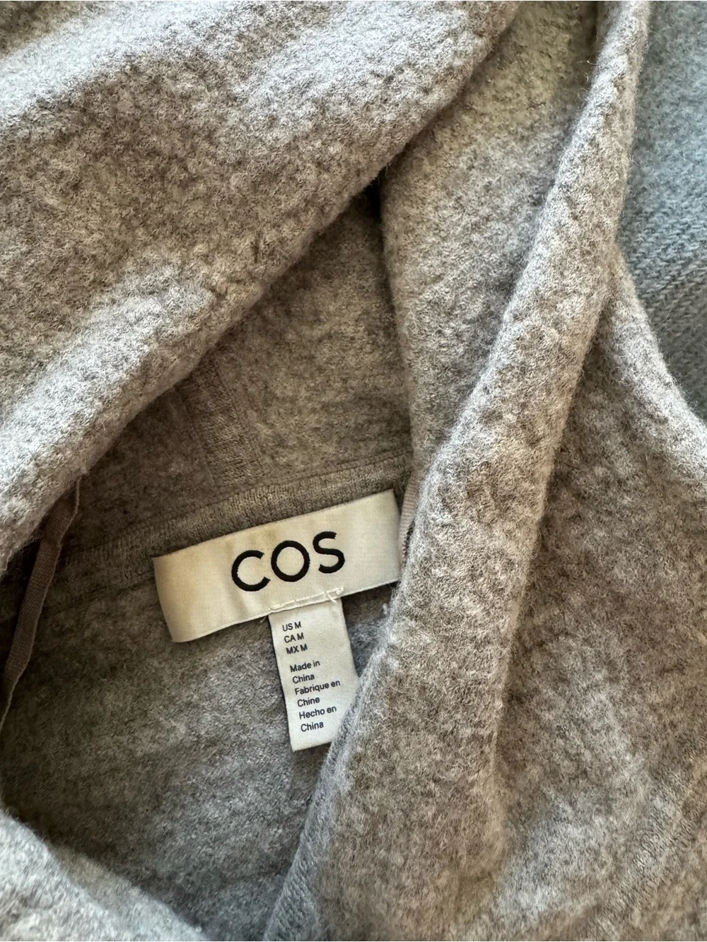 COS Light Gray Merino Wool Knit Hoodie Sweater - Picture 1 of 5